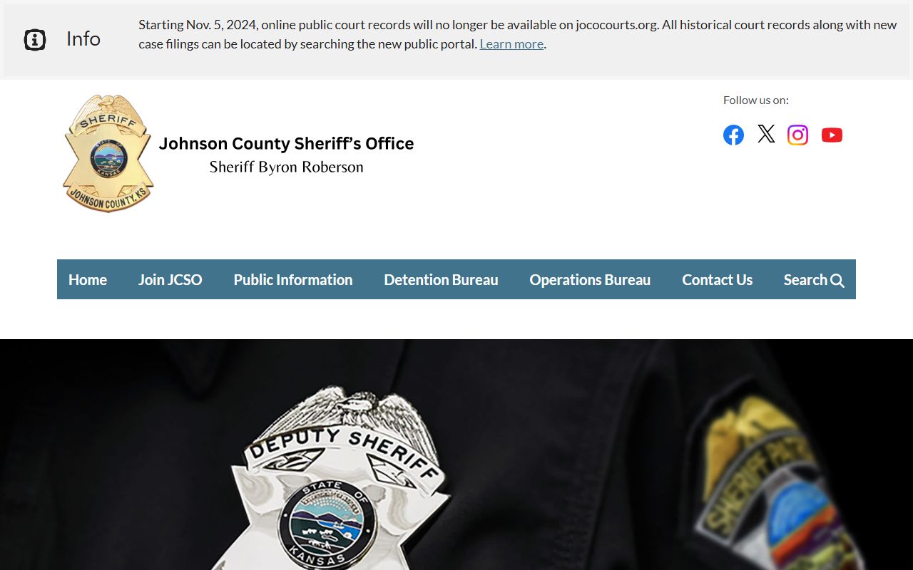 Johnson County inmate population sheriff homepage links