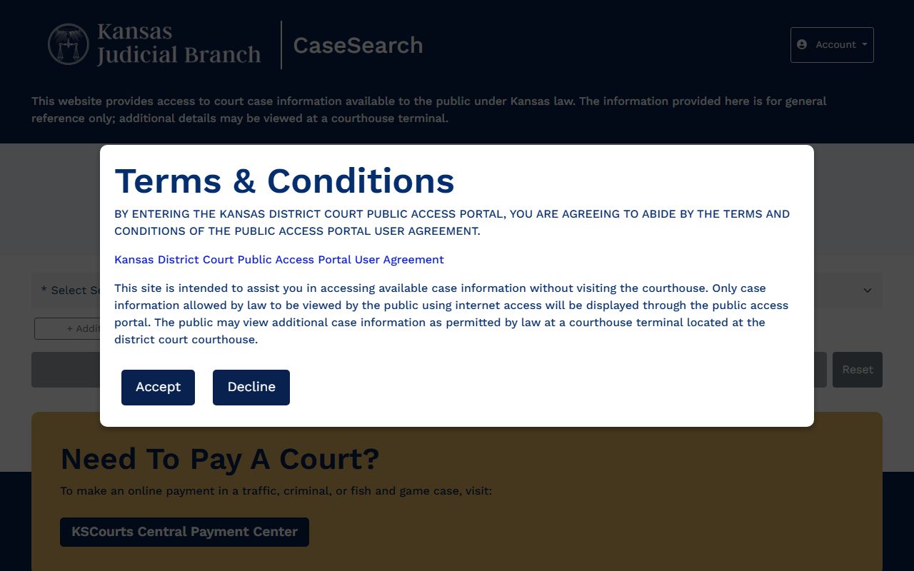 Johnson County court records after arrest Kansas Case Search portal